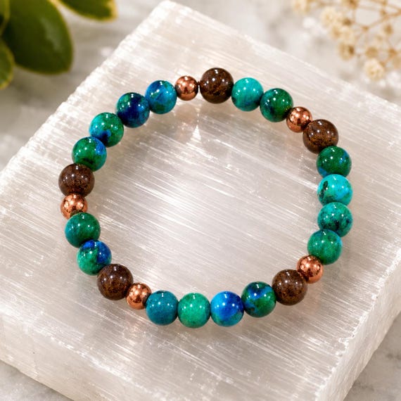 Ocean Trailblazer Bracelet - Azurite, Bronzite, Hematite, Men’s Gemstone Bracelet, Unisex Crystal Jewelry, Grounding and Inner Strength