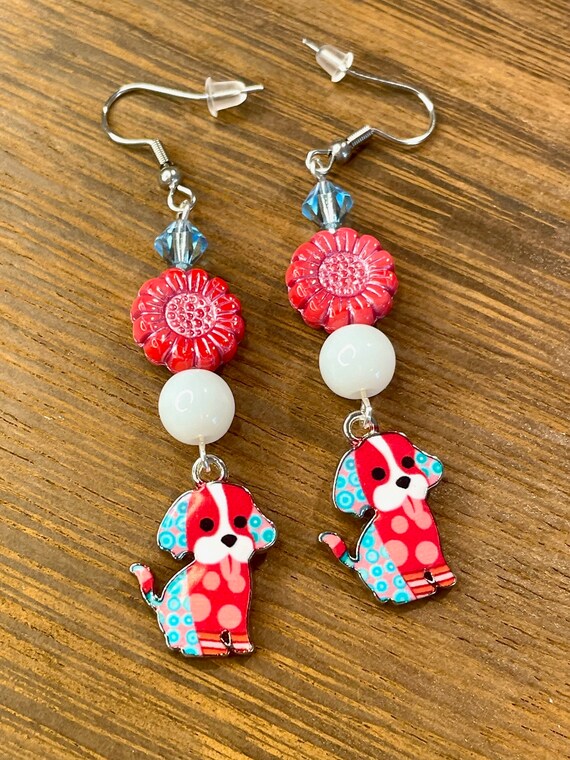 Gemstone Earrings - Jade Crystal Healing, Lucky Dog