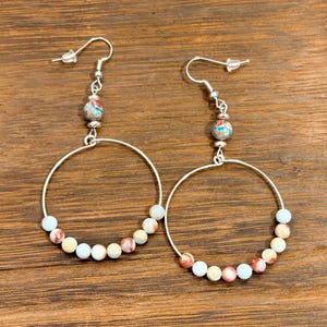 Gemstone Earrings - Hematite / Sea Sediment Jasper Crystal Healing, Earth and Sea