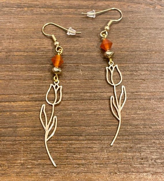 Gemstone Earrings - Carnelian / Hematite Crystal Healing, Love’s Rose