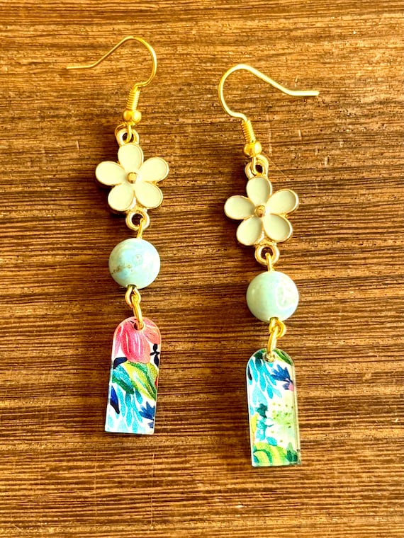 Gemstone Earrings - Terra Agate Crystal Healing, Spring Sings