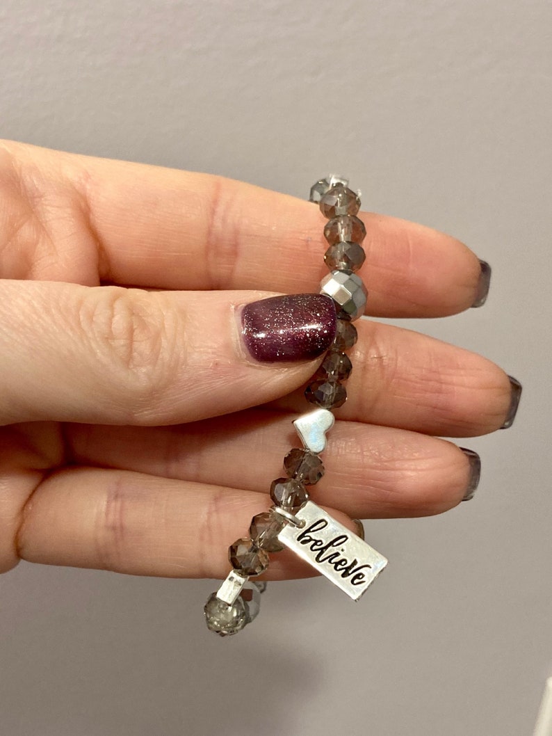 Believe Charm Czech Glass Crystal Hematite Healing Bracelets Gemstone Bracelet