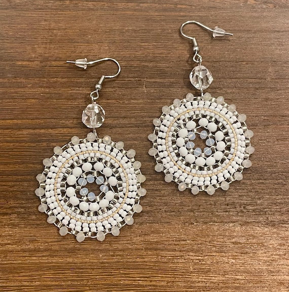 Gemstone Earrings - Clear Quartz Crystal Healing, Snowball