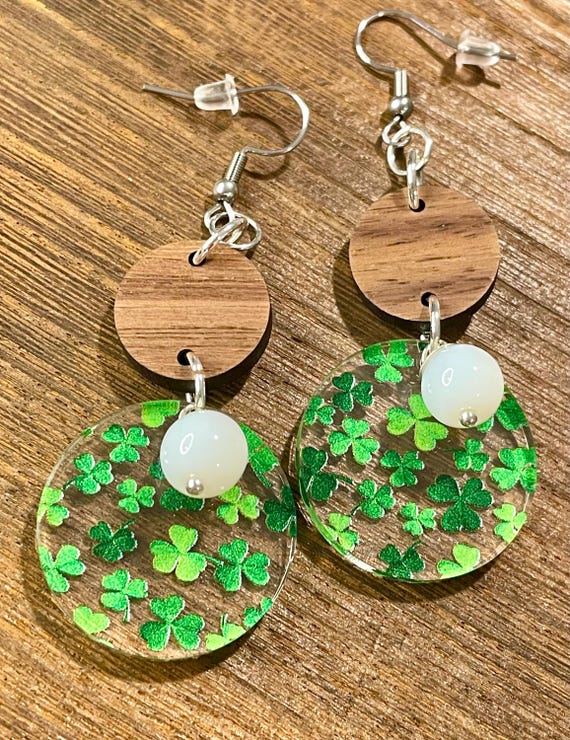 Gemstone Earrings - Jade Crystal Healing, Shamrock Earrings