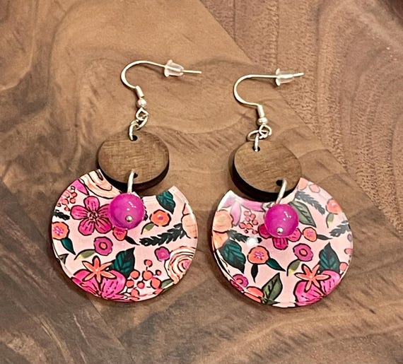 Gemstone Earrings - Jade Crystal Healing, Tropical Floral Earrings