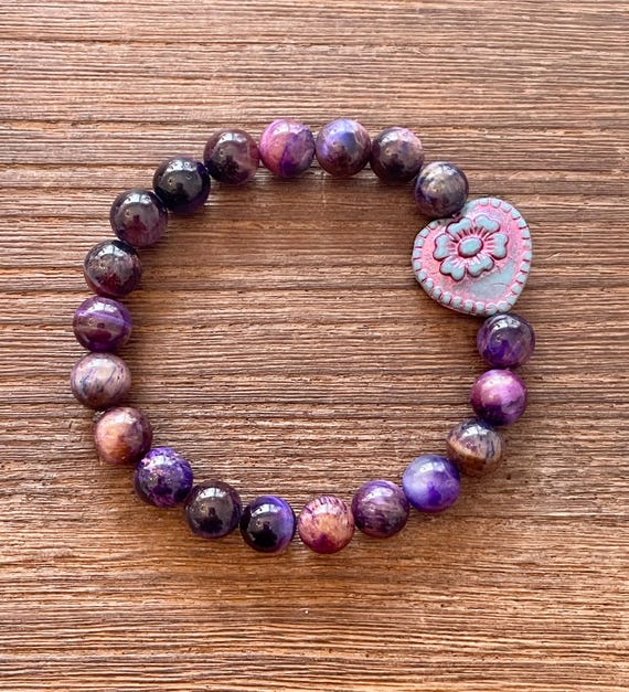 Gemstone Bracelet - Tigers Eye Crystal Healing, Passionate Heart Felt Vibes