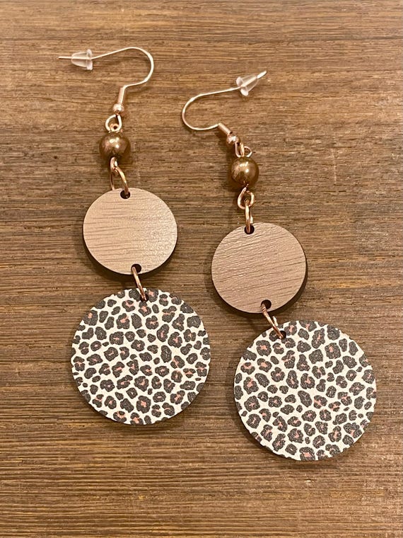 Gemstone Earrings - Hematite Crystal Healing, Leopard Print