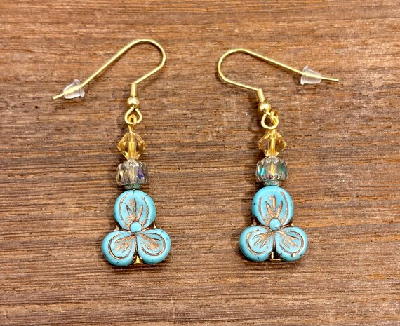Gemstone Earrings - Citrine Crystal Healing, Happy Clover