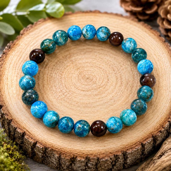 Ocean Pathfinder Bracelet • Apatite & Silver Obsidian Stretch Bracelet • Men’s Crystal Bracelet • Unisex Gemstone Jewelry • Focus Confidence