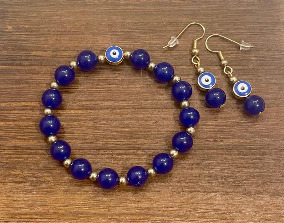 Gemstone Bracelet / Earrings - Jade Crystal Healing, Protection Jewelry