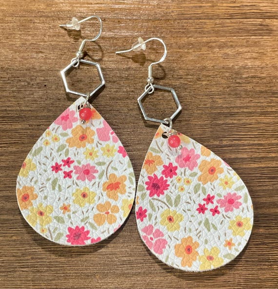 Gemstone Earrings - Jade Crystal Healing, Colorful Floral Earrings