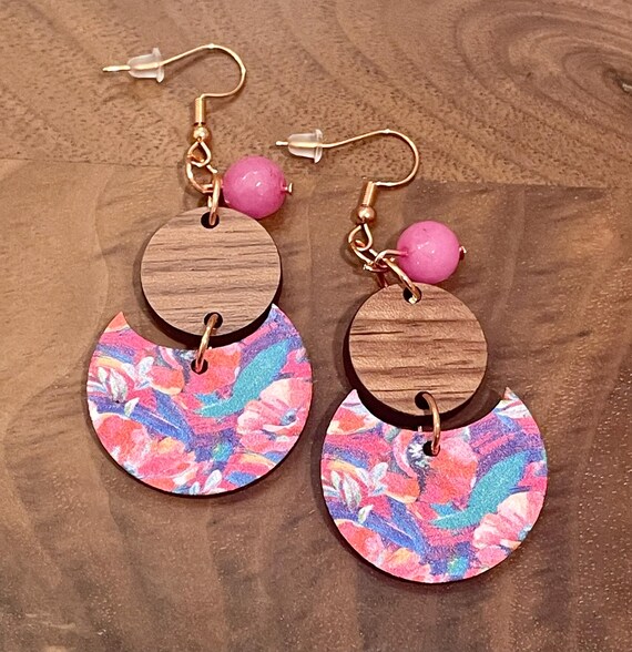Gemstone Earrings - Jade Crystal Healing, Color Swirl