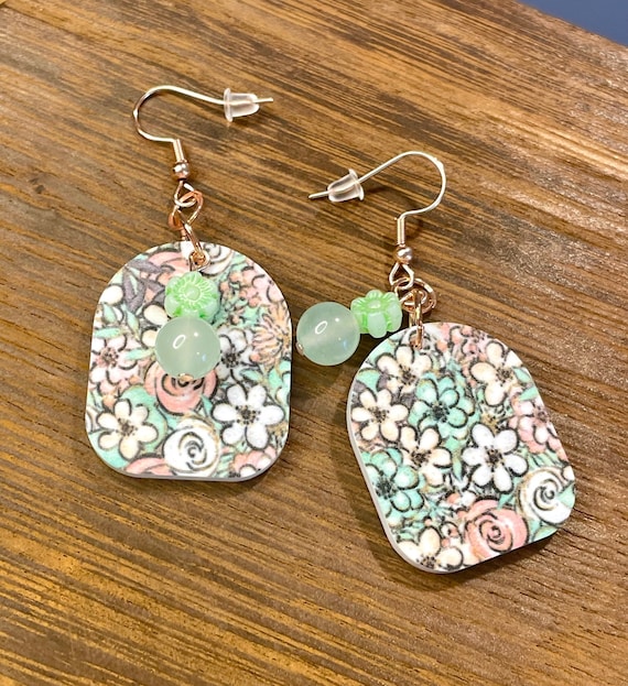 Gemstone Earrings - Jade Crystal Healing, Flower Patch