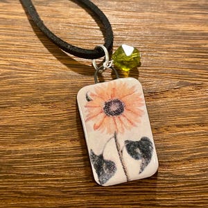 Gemstone Pendant Necklace - Peridot Crystal Healing Jewelry, Sunflower