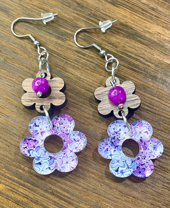 Gemstone Earrings - Sugilite Quartz Crystal Healing, Lilac Love