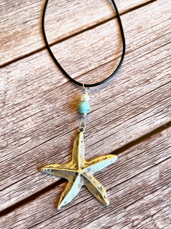 Gemstone Pendant Necklace - Crystal Healing Jewelry, Starfish Necklace, Reiki Jewelry