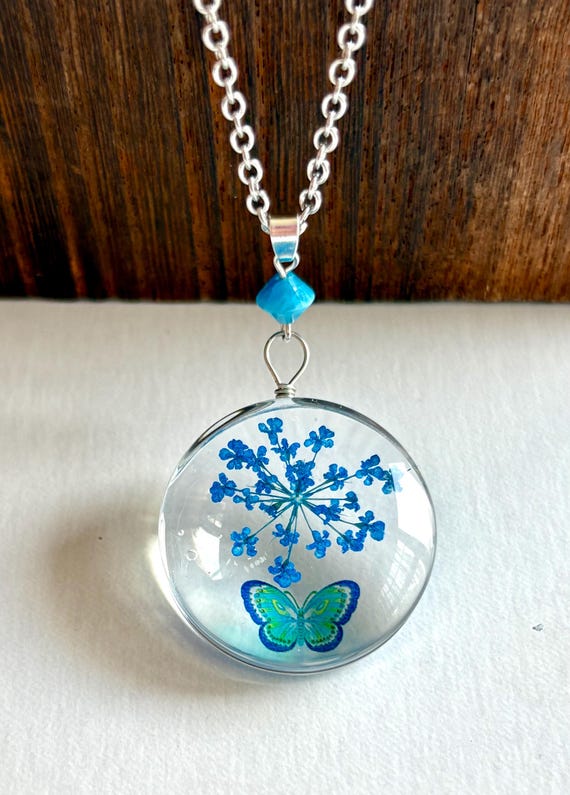 Gemstone Pendant Necklace - Blue Apatite Crystal Healing, Sky Garden