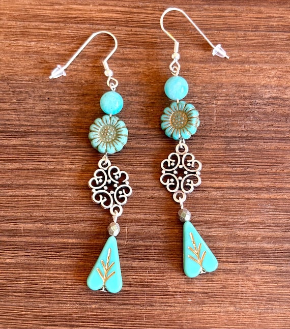 Gemstone Earrings - Amazonite Crystal Healing, Dreams of the Amalfi Coast