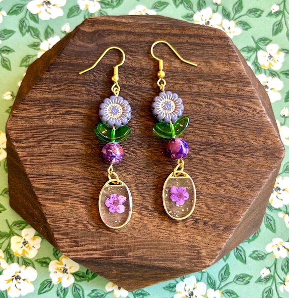 Gemstone Earrings - Sea Sediment Jasper Crystal Healing, Harmonius Hues