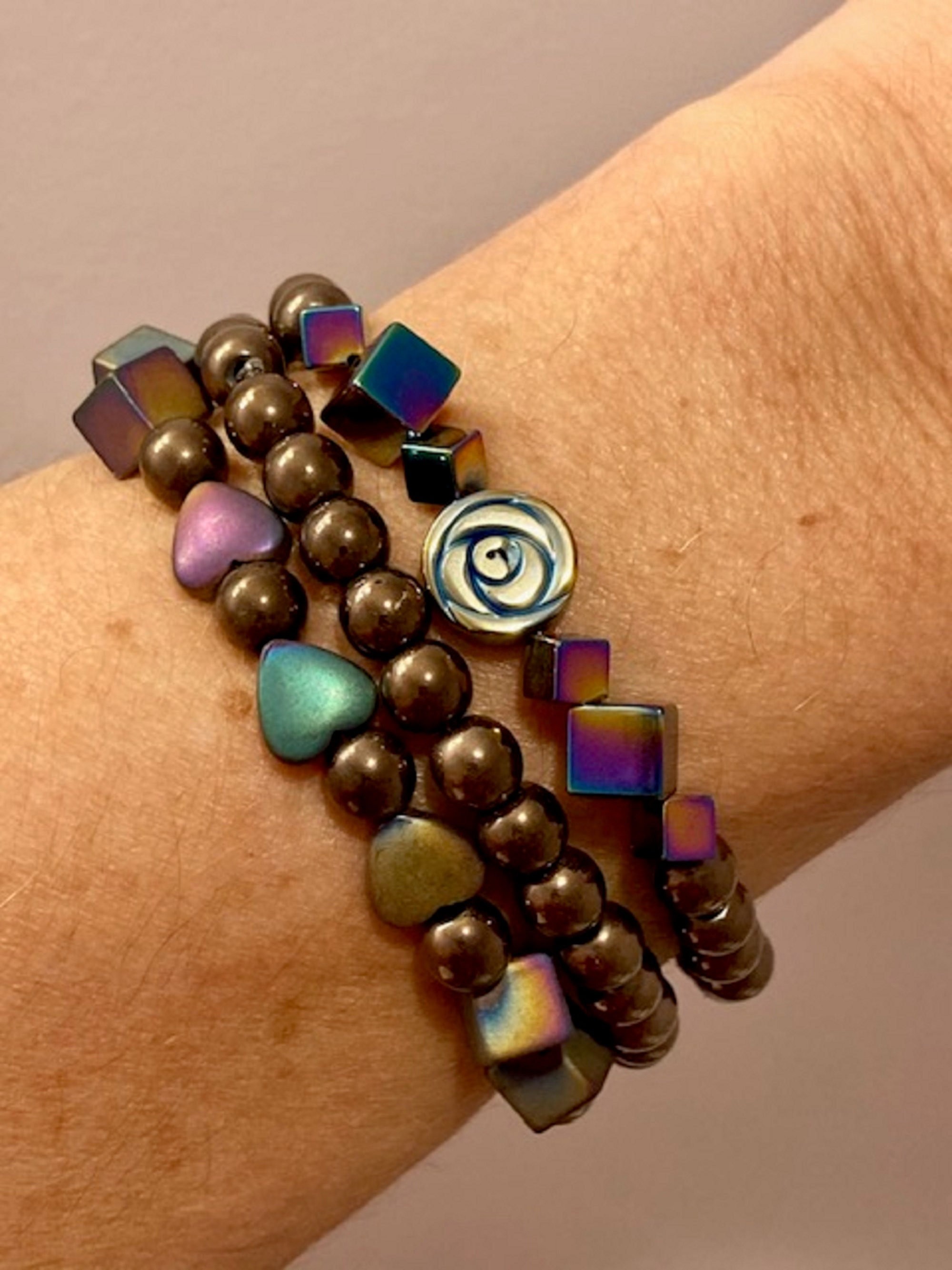 Gemstone Bracelet Hematite Healing Anxiety Bracelets for Women