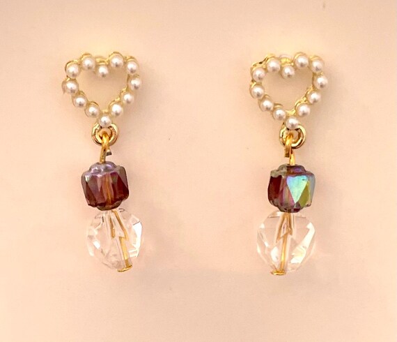 Gemstone Earrings - Clear Quartz Crystal Healing, Romantic Heart Studs