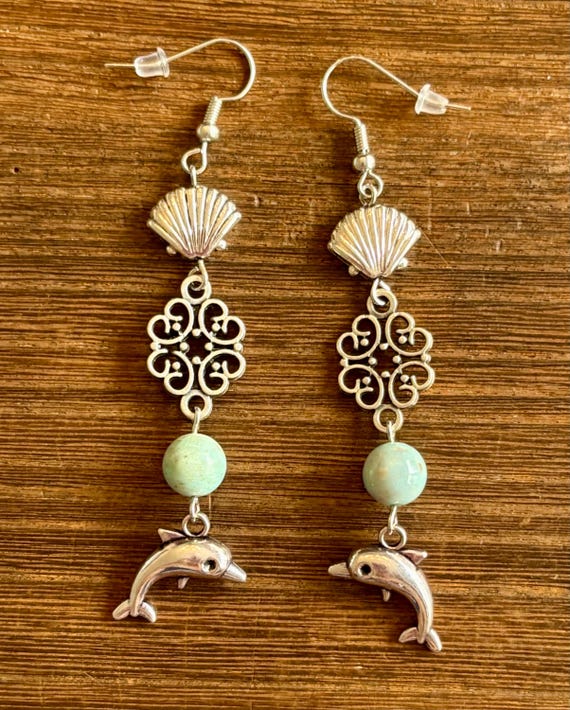 Gemstone Earrings - Terra Agate Crystal Healing, Seashell Splendor, Jersey Shore Collection