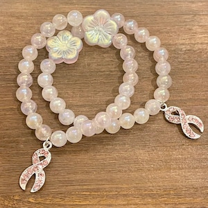 Gemstone Bracelet - Mystic Rose Quartz Crystal Healing Bracelets, Breast Cancer Awareness Jewelry