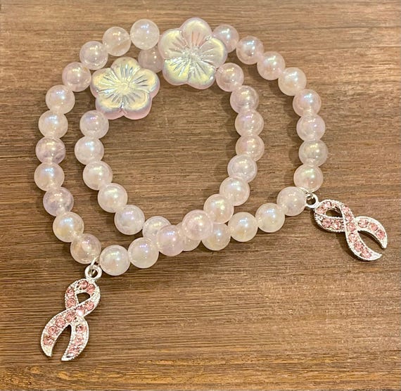 Gemstone Bracelet - Mystic Rose Quartz Crystal Healing Bracelets, Breast Cancer Awareness Jewelry