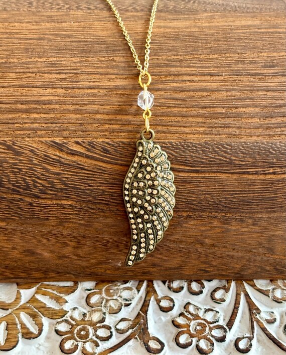 Gemstone Pendant Necklace - Clear Quartz Crystal Healing, Beautiful Angel