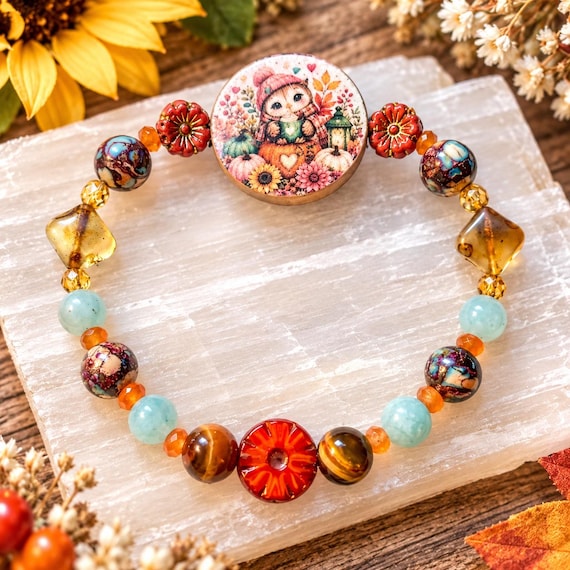 Hazel’s Harvest Garden Bracelet | Amazonite Jade Tiger’s Eye Sea Sediment Jasper | Hedgehog Fall Jewelry | Autumn Gemstone Bracelet