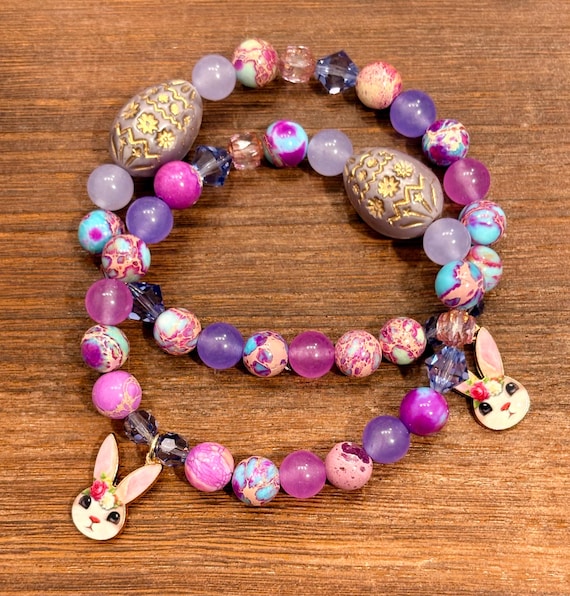 Gemstone Bracelet - Galaxy Sea Sediment Imperial Jasper / Jade Crystal Healing Bracelets, Easter Jewelry