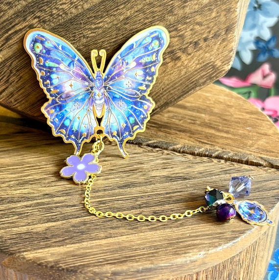 Amethyst Butterfly Bookmark: Swarovski Crystal, Hematite & Czech Glass