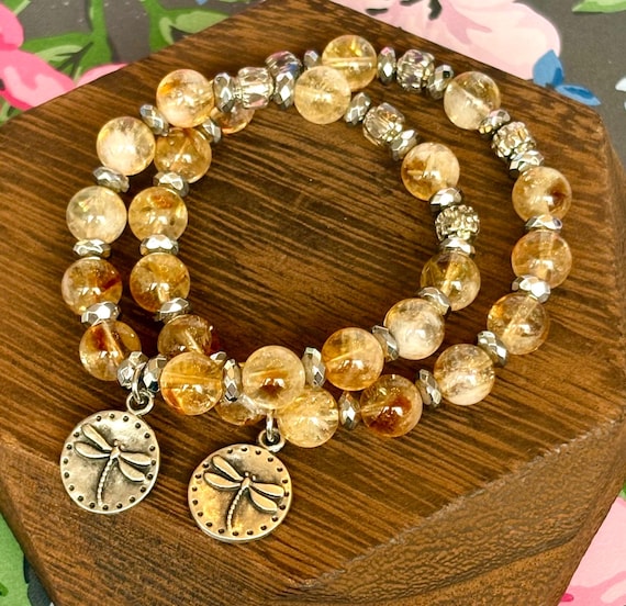 Gemstone Bracelet - Tigers Eye Crystal Healing, Passionate Heart Felt Vibes