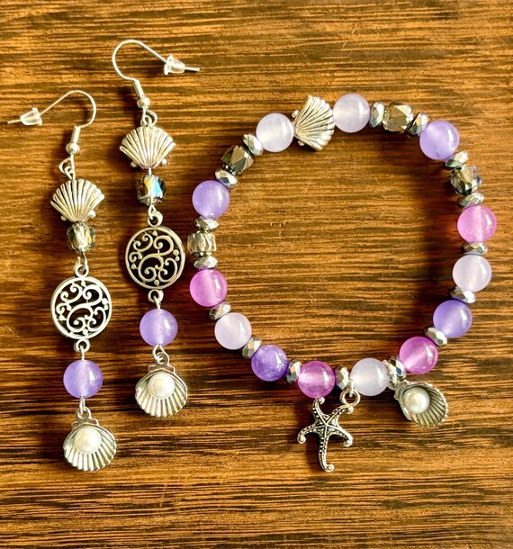 Gemstone Bracelet / Earrings - Hematite / Jade Crystal Healing, Seashore Serenade, Jersey Shore Collection