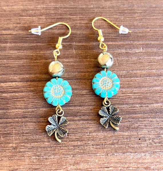 Gemstone Earrings - Gold Hematite Crystal Healing, Lucky Jewelry, A Little Luck