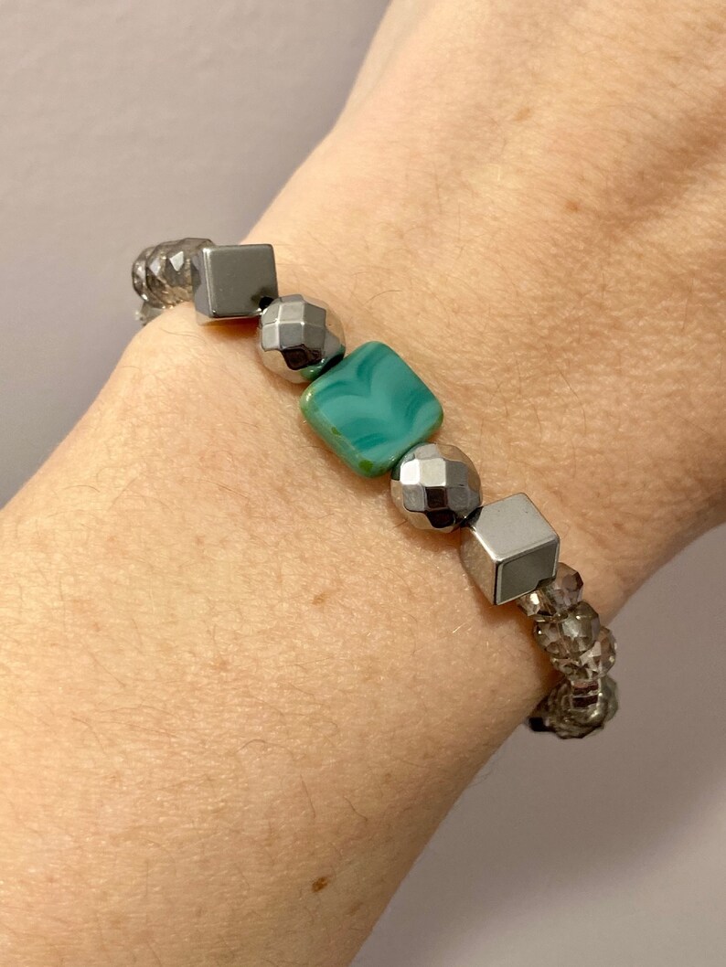Believe Charm Czech Glass Crystal Hematite Healing Bracelets Gemstone Bracelet