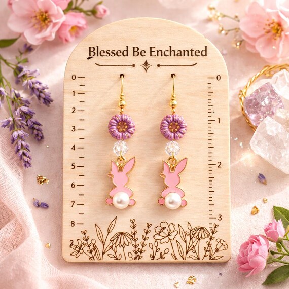 Rose Quartz Bunny Earrings – Czech Glass Sunflowers, Gold Surgical Steel Dangle