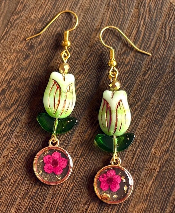 Gemstone Earrings - Hematite Crystal Healing, Petal Paradise