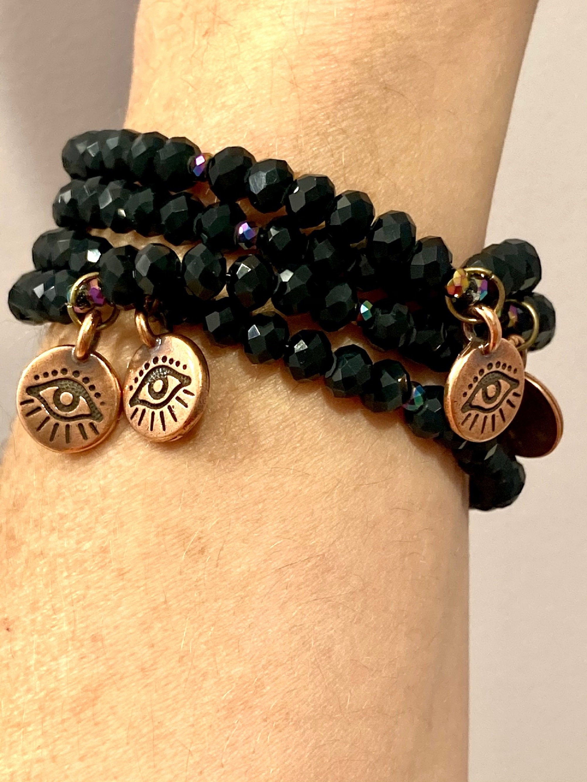 Gemstone Bracelet Crystal / Titanium Rainbow Hematite / Protection