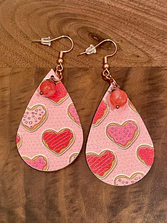 Gemstone Earrings - Jade Crystal Healing, Valentine's Day Heart Earrings
