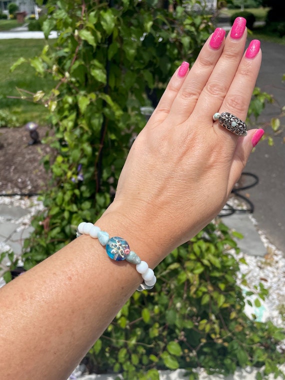 Gemstone Bracelet - Crystal Healing Jewelry, Beach Bracelet, Starfish