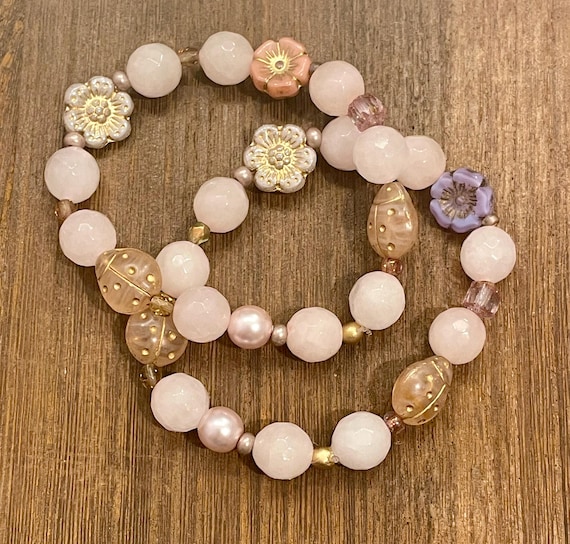 Gemstone Bracelet - Rose Quartz Crystal Healing Bracelets, Think Pink Jewelry