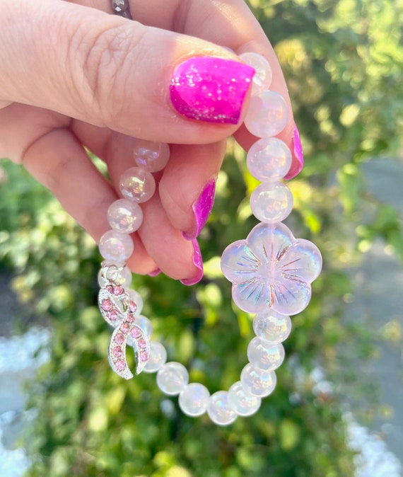 Gemstone Bracelet - Mystic Rose Quartz Crystal Healing Bracelets, Breast Cancer Awareness Jewelry