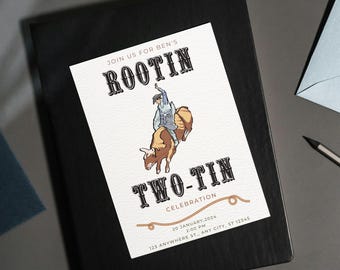 Cowboy Rootin Two-tin Birthday Party Invitation