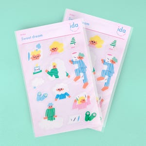 Süsser Traum – Stickerbogen – Transparent | Vinyl-Aufkleber | Wasserfester Aufkleber | Fröhliches Geschenk | Journaling | Planer | Tagebuch | Liebe Grüße
