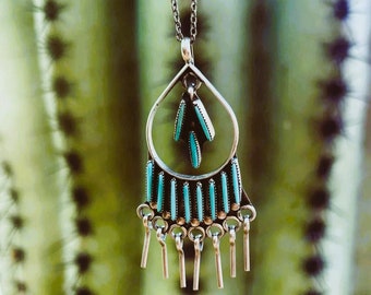 Dramatic Vintage Native American Zuni Turquoise Sterling Silver Bolo Old Dramatic Vintage Native American Zuni Turquoise Sterling Silver Bolo Old