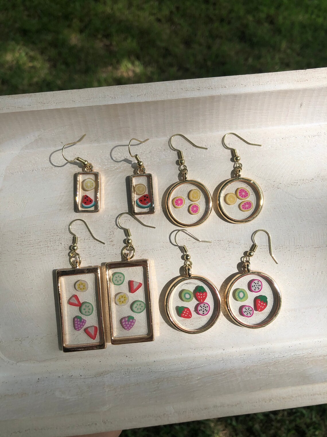 Fruit Resin Dangle Earrings Etsy