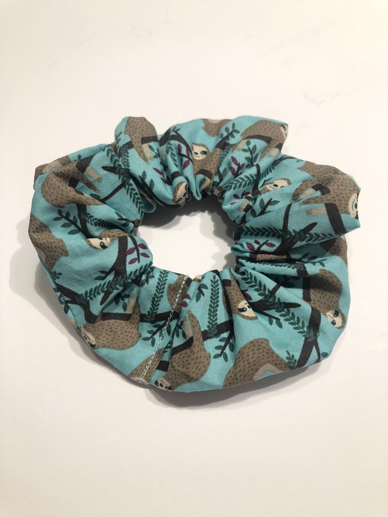 Sloth scrunchie sloths animal lover sloth hair tie image 1