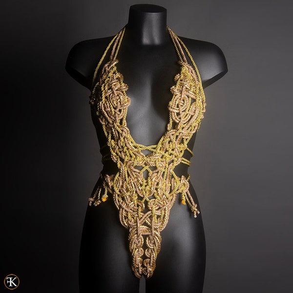 Gold Leather Strass Body