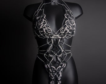 Body Argent Noir Strass Paillettes